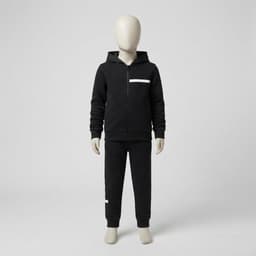 Kids Black Tracksuit 2-Piece Set Full Zip Hooded Sweatshirt & Joggers Casual Activewear - Selected Color View